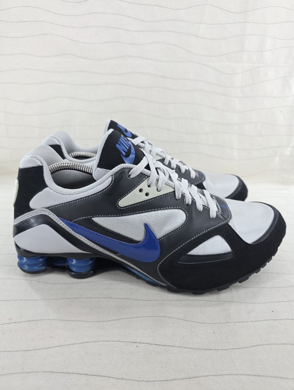 Nike Mems Shox Heritage Grey Black Blue Sneakers Shoes 386202-041 Size 12.5
